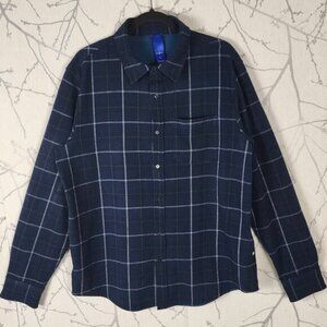 Kit and Ace Navy Plaid Checks Button Up Flannel Shirt